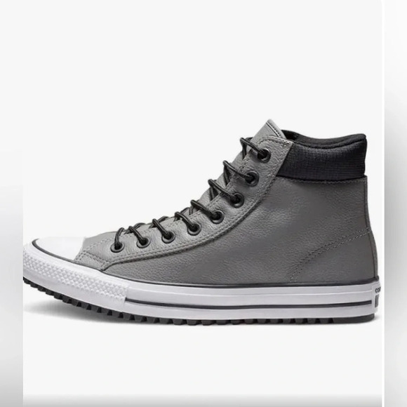 Unisex Converse Chuck Taylor All Star Grey Leather High Top Sneakers - Picture 2 of 7
